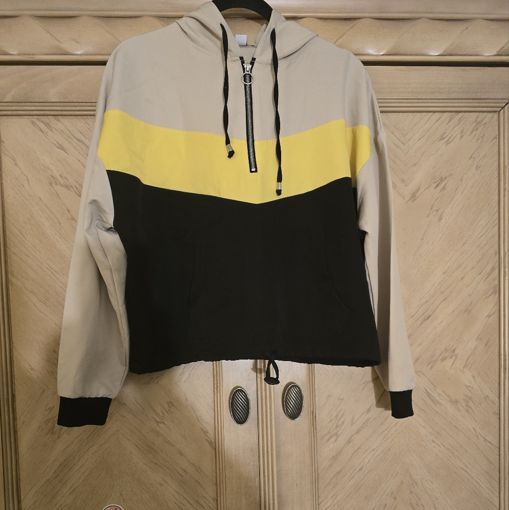 Primark Womens Colorblock Half Zip Hooded Jacket